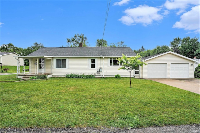 610 S Washington St, Warsaw, IN 46580 - single story home with a front yard, concrete driveway, covered porch, and a garage