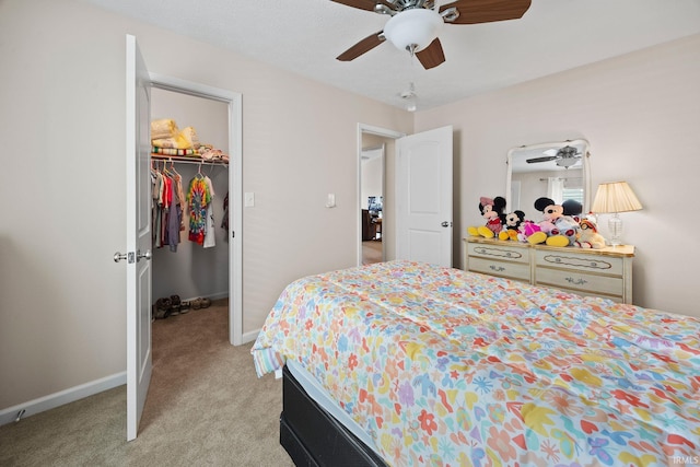 807 Percheron Pl, Lafayette, IN 47905 - bedroom with light carpet, a walk in closet, a closet, and ceiling fan