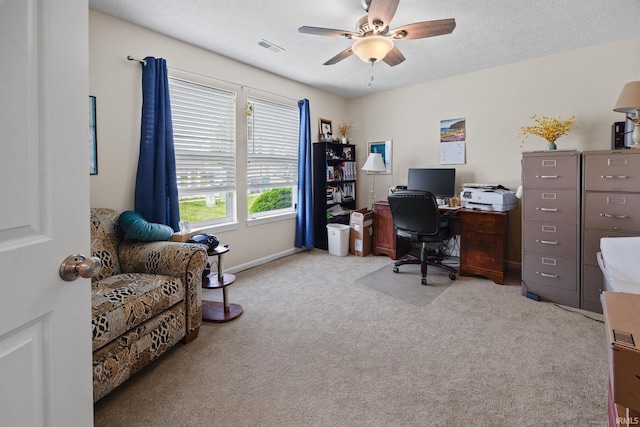 807 Percheron Pl, Lafayette, IN 47905 - carpeted home office featuring ceiling fan and a textured ceiling