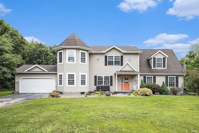 58380 Ash Rd, Osceola, IN 46561 - view of front of home featuring asphalt driveway, a front yard, an attached garage, and roof with shingles