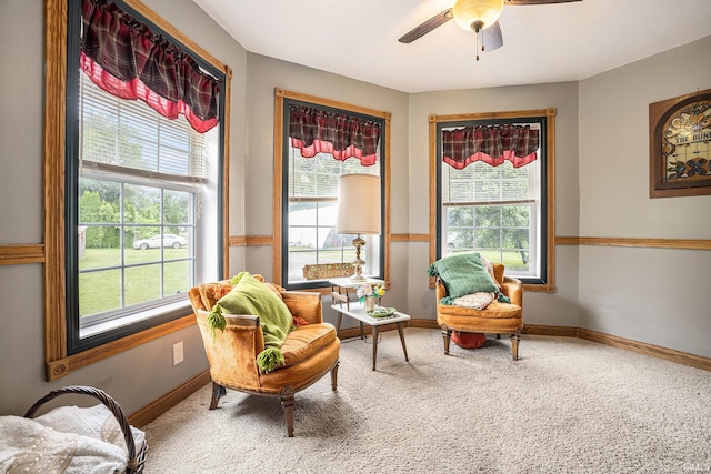 58380 Ash Rd, Osceola, IN 46561 - sitting room featuring healthy amount of natural light, a ceiling fan, and carpet