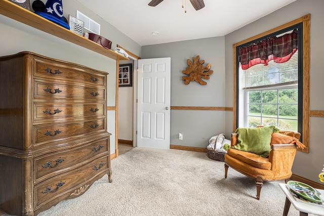 58380 Ash Rd, Osceola, IN 46561 - sitting room with light carpet and a ceiling fan