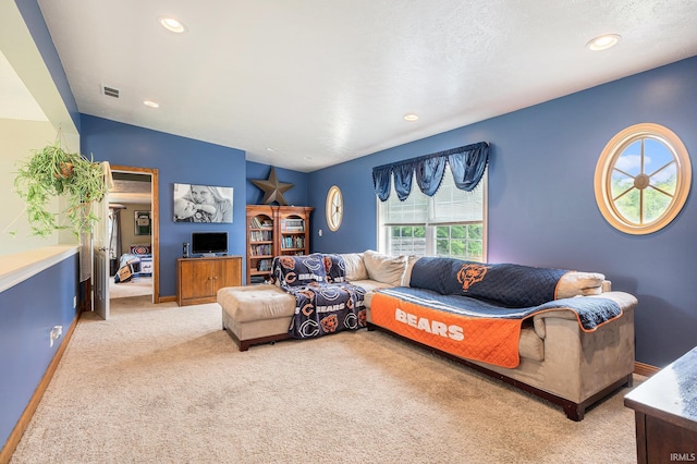 58380 Ash Rd, Osceola, IN 46561 - living room featuring light carpet and recessed lighting