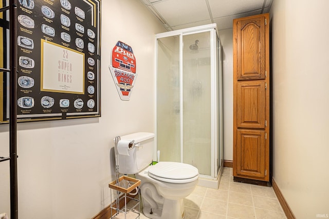 58380 Ash Rd, Osceola, IN 46561 - full bath with a shower stall, a drop ceiling, and tile patterned flooring