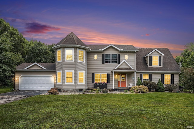 58380 Ash Rd, Osceola, IN 46561 - view of front of house with a garage, driveway, a lawn, and roof with shingles