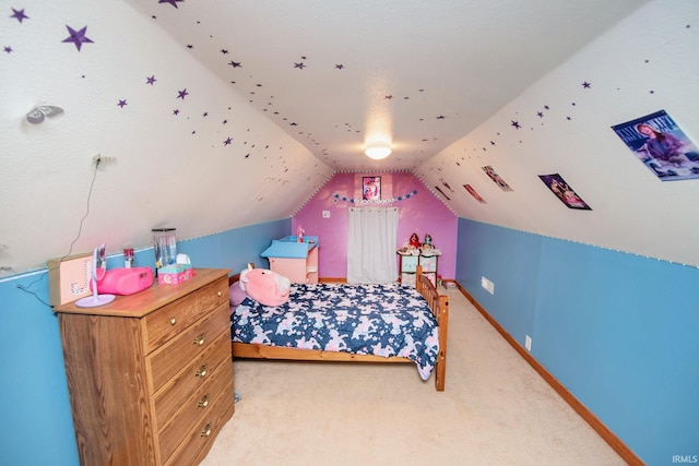 403 E Columbia St, Flora, IN 46929 - bedroom featuring light carpet and lofted ceiling