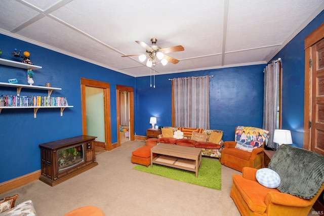 403 E Columbia St, Flora, IN 46929 - living room with carpet and ceiling fan