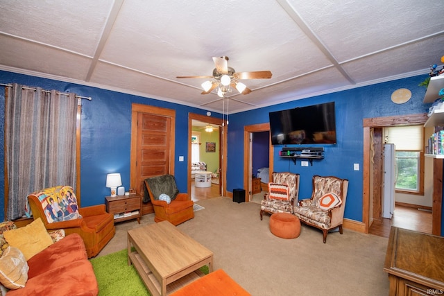 403 E Columbia St, Flora, IN 46929 - living area with ceiling fan and carpet floors