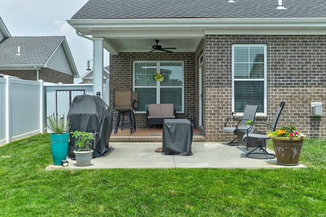 5573 Camden Dr, Newburgh, IN 47630 - view of patio with ceiling fan and area for grilling