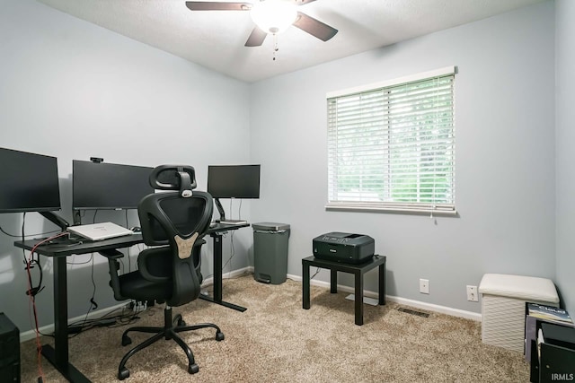 5209 Jenny Ln, Mishawaka, IN 46545 - carpeted home office with a ceiling fan and baseboards