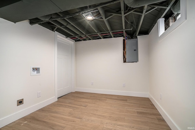 1414 Longfellow Ave, South Bend, IN 46615 - finished below grade area featuring electric panel and light wood finished floors