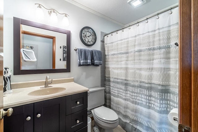 280 Ln 230 Jimmerson Lk, Angola, IN 46703 - full bath with crown molding, vanity, and a shower with shower curtain