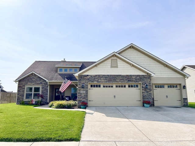 3607 Regatta Dr, Lafayette, IN 47909 - craftsman-style house with a garage, concrete driveway, and stone siding
