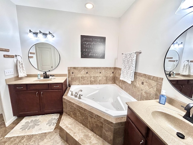 3607 Regatta Dr, Lafayette, IN 47909 - bathroom featuring a jetted tub and two vanities