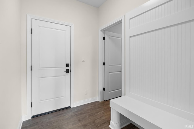 323 Haddington Ln, Lafayette, IN 47905 - mudroom with dark wood-style flooring and baseboards