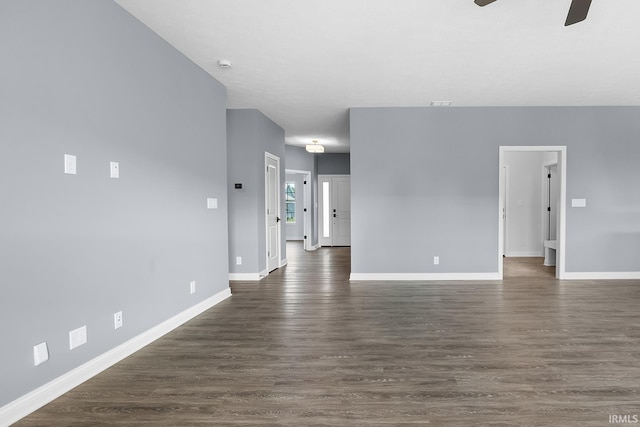 323 Haddington Ln, Lafayette, IN 47905 - spare room with ceiling fan, dark wood-type flooring, and a smoke detector