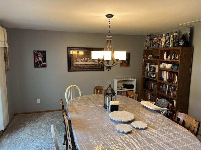 406 Twillo Run Dr, New Haven, IN 46774 - carpeted dining room with a chandelier and baseboards