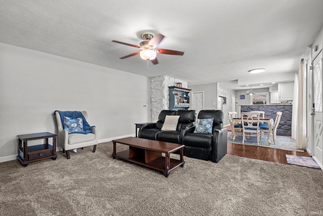 51881 Currant Rd, Granger, IN 46530 - living room featuring carpet and a ceiling fan