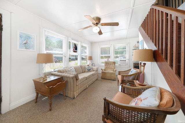 387 Ems T26 Ln, Leesburg, IN 46538 - living area featuring light carpet, ceiling fan, and cooling unit