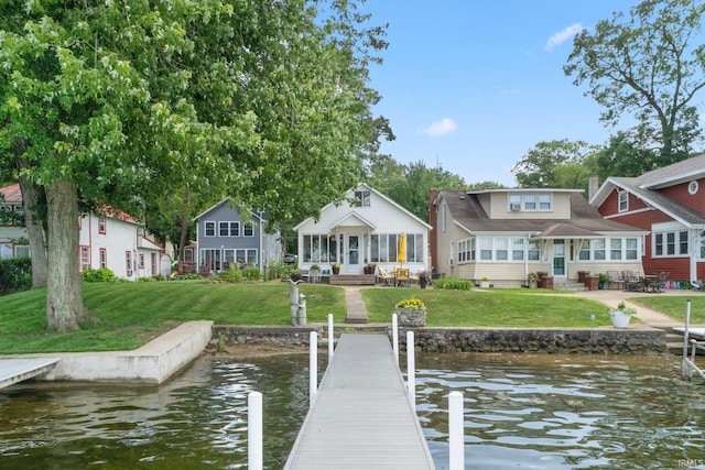 387 Ems T26 Ln, Leesburg, IN 46538 - dock featuring a water view, a lawn, and entry steps