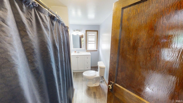 1219 Oakland St, Fort Wayne, IN 46808 - full bathroom featuring wood finished floors, vanity, and a shower with shower curtain