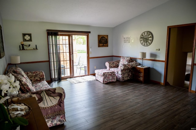 27222 Country Lake Ln, Elkhart, IN 46514 - living room featuring wood finished floors and vaulted ceiling