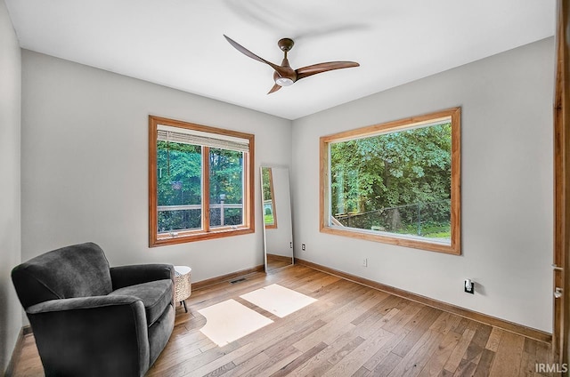 55623 Little Creek Ln, Middlebury, IN 46540 - living area with wood-type flooring and a ceiling fan