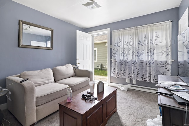 225 N E St, Marion, IN 46952 - living area featuring a baseboard radiator and carpet floors
