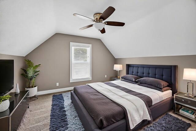 119 Towle Ave, Mishawaka, IN 46544 - carpeted bedroom featuring vaulted ceiling and a ceiling fan