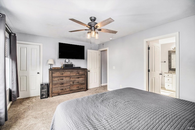 11999 Loughlin Dr, Mishawaka, IN 46545 - bedroom featuring carpet floors, a ceiling fan, and ensuite bathroom