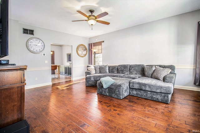 11999 Loughlin Dr, Mishawaka, IN 46545 - living room featuring a ceiling fan and hardwood / wood-style flooring