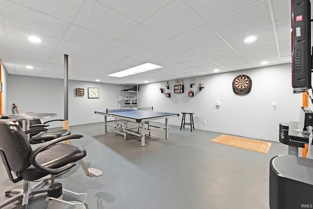 1123 E Gump Rd, Fort Wayne, IN 46845 - playroom with finished concrete flooring, recessed lighting, and a drop ceiling