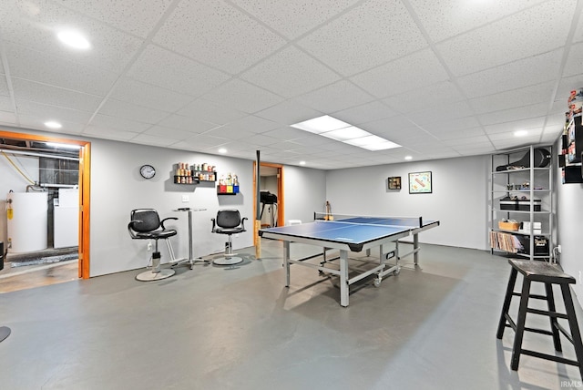 1123 E Gump Rd, Fort Wayne, IN 46845 - rec room featuring finished concrete floors, washer / dryer, recessed lighting, and a drop ceiling