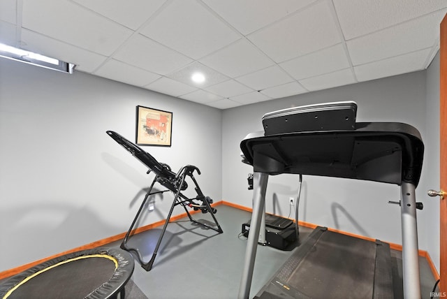 1123 E Gump Rd, Fort Wayne, IN 46845 - workout room featuring a drop ceiling and baseboards