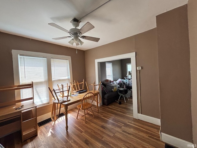 2307 Linden Ave, South Bend, IN 46628 - office with dark wood finished floors, plenty of natural light, and ceiling fan