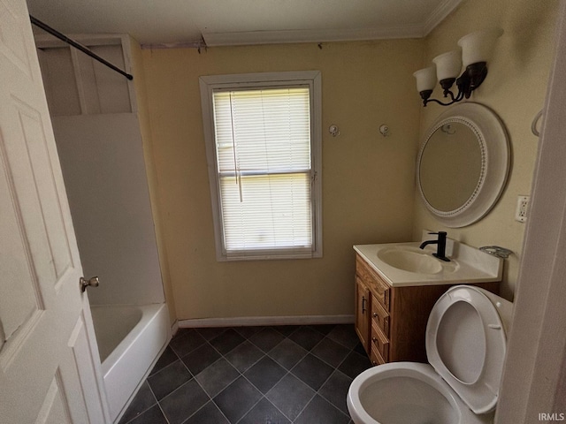 2307 Linden Ave, South Bend, IN 46628 - full bath with tile patterned floors, vanity, ornamental molding, and shower / washtub combination