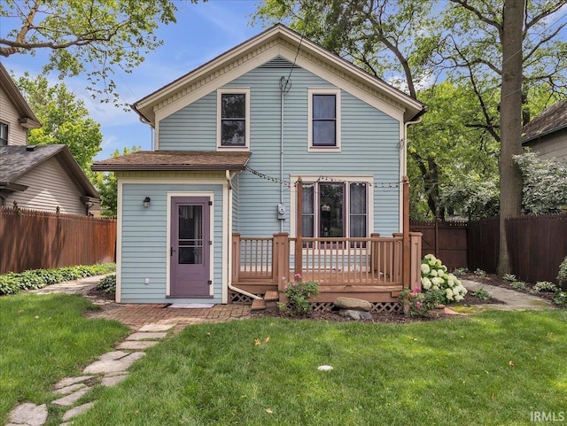 1310 W Jefferson Blvd, Fort Wayne, IN 46802 - rear view of property featuring a wooden deck and a fenced backyard