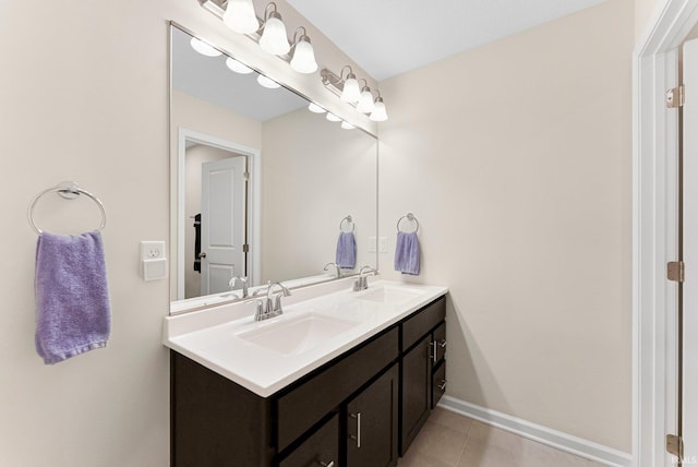 1114 Mosaic St, Huntertown, IN 46748 - bathroom with double vanity and tile patterned flooring