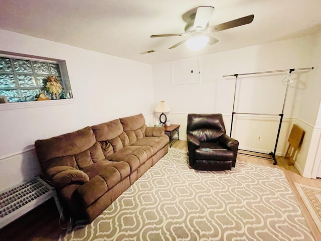 7640 Union Rd, Plymouth, IN 46563 - living area featuring ceiling fan and light wood-style floors