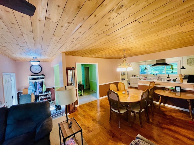 7640 Union Rd, Plymouth, IN 46563 - dining space with wood finished floors and wood ceiling