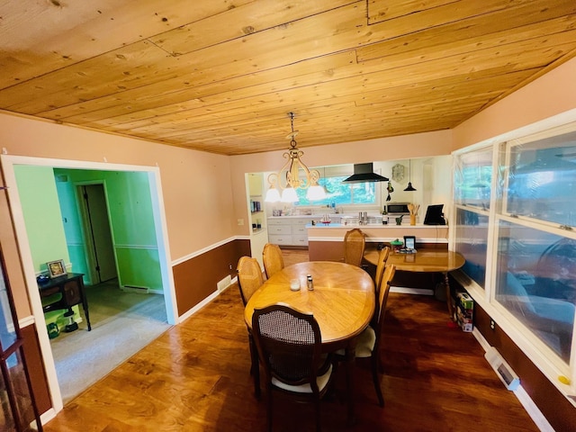 7640 Union Rd, Plymouth, IN 46563 - dining room featuring wood ceiling and wood finished floors