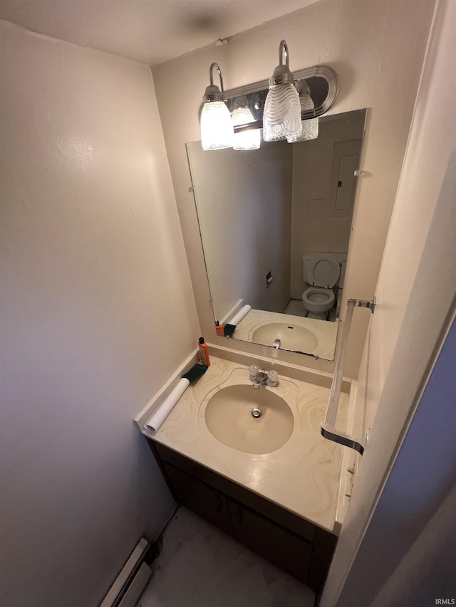 3215 Wakashan Pl, Fort Wayne, IN 46815 - half bath featuring vanity and a baseboard heating unit