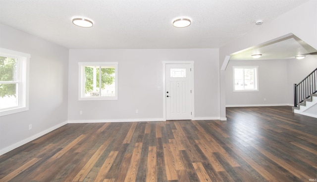 3046 Long Lake Rd, Albion, IN 46701 - foyer featuring stairs and dark wood-style flooring