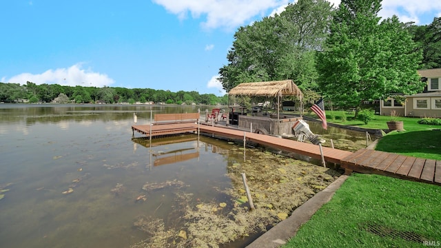 1897 Lakeshore Dr, Walkerton, IN 46574 - dock area featuring a water view, a gazebo, and a lawn