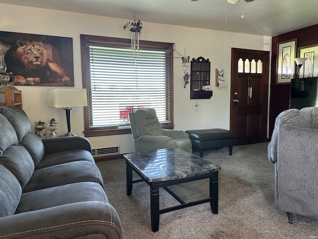 2816 E Morgan Ave, Evansville, IN 47711 - carpeted living room with ceiling fan