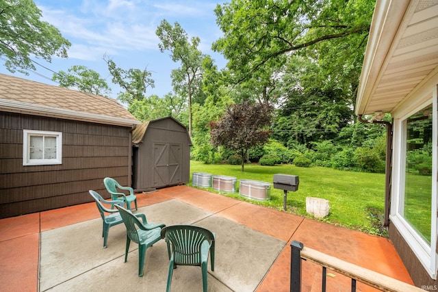 241 Sylvan Glen Dr, South Bend, IN 46615 - view of patio featuring a storage shed