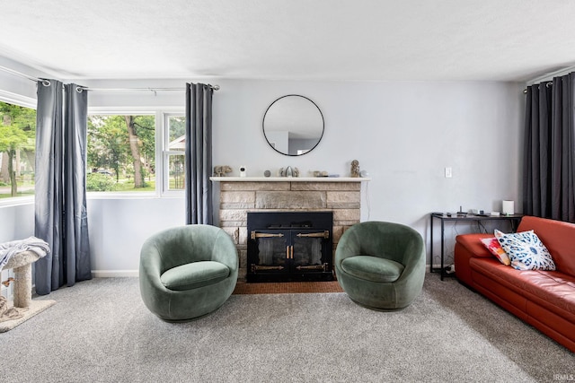 241 Sylvan Glen Dr, South Bend, IN 46615 - living area featuring carpet, a fireplace, and plenty of natural light