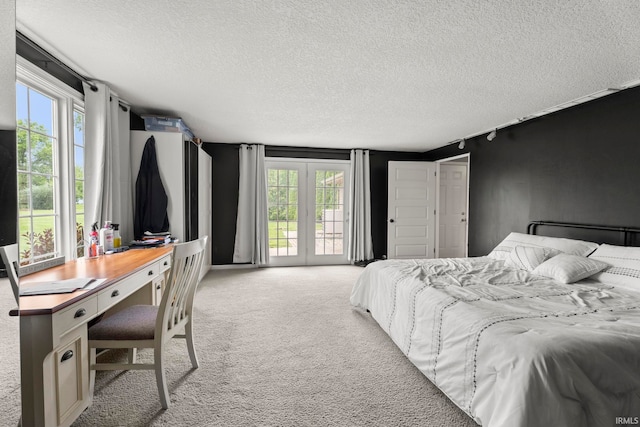 17135 Old 24 Rd, Woodburn, IN 46797 - bedroom with a textured ceiling, access to exterior, carpet floors, an office area, and track lighting