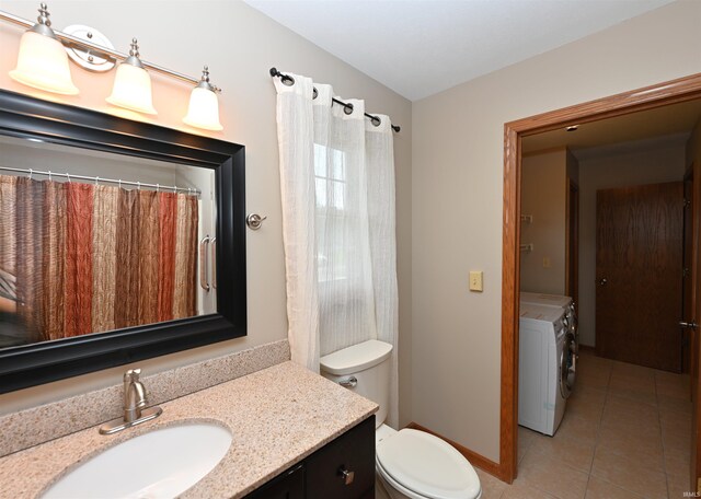 830 E Oak View Est, Winamac, IN 46996 - full bathroom with separate washer and dryer, vanity, and tile patterned floors