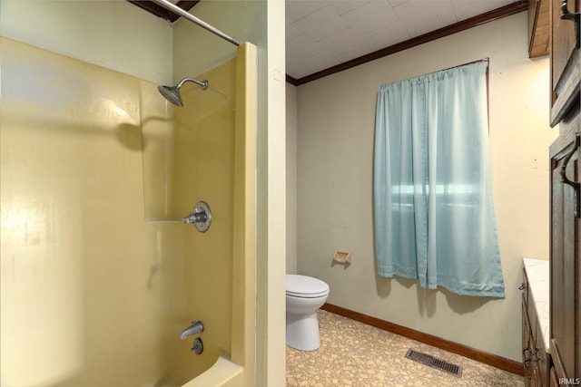 4508 Wells St, Delphi, IN 46923 - bathroom with ornamental molding, bathing tub / shower combination, vanity, and tile patterned floors